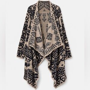 Lucky Brand Tribal Waterfall Cardigan | Grannycore Boho Knit | Neutral Layer